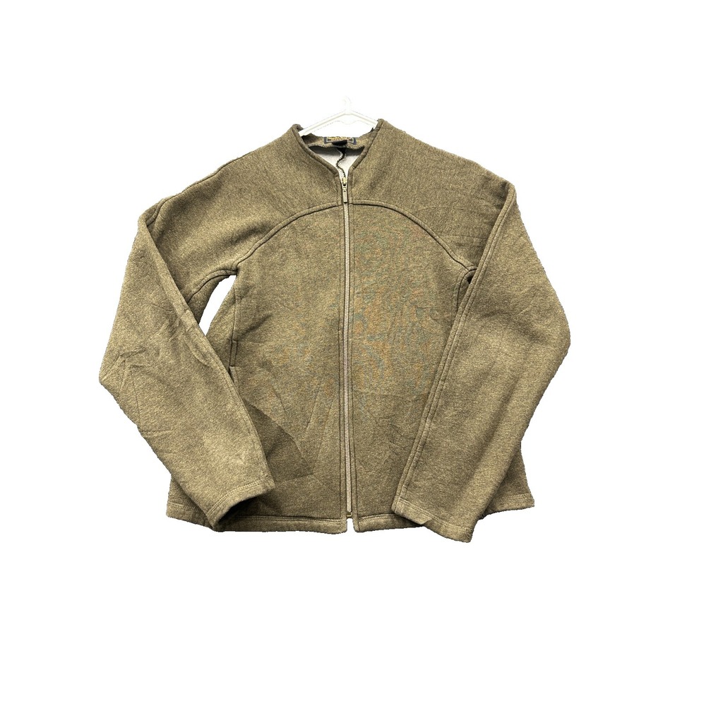 Vintage Woolrich Fleece Jacket Women M Olive Green Raglan Sleeve Winter Full Zip